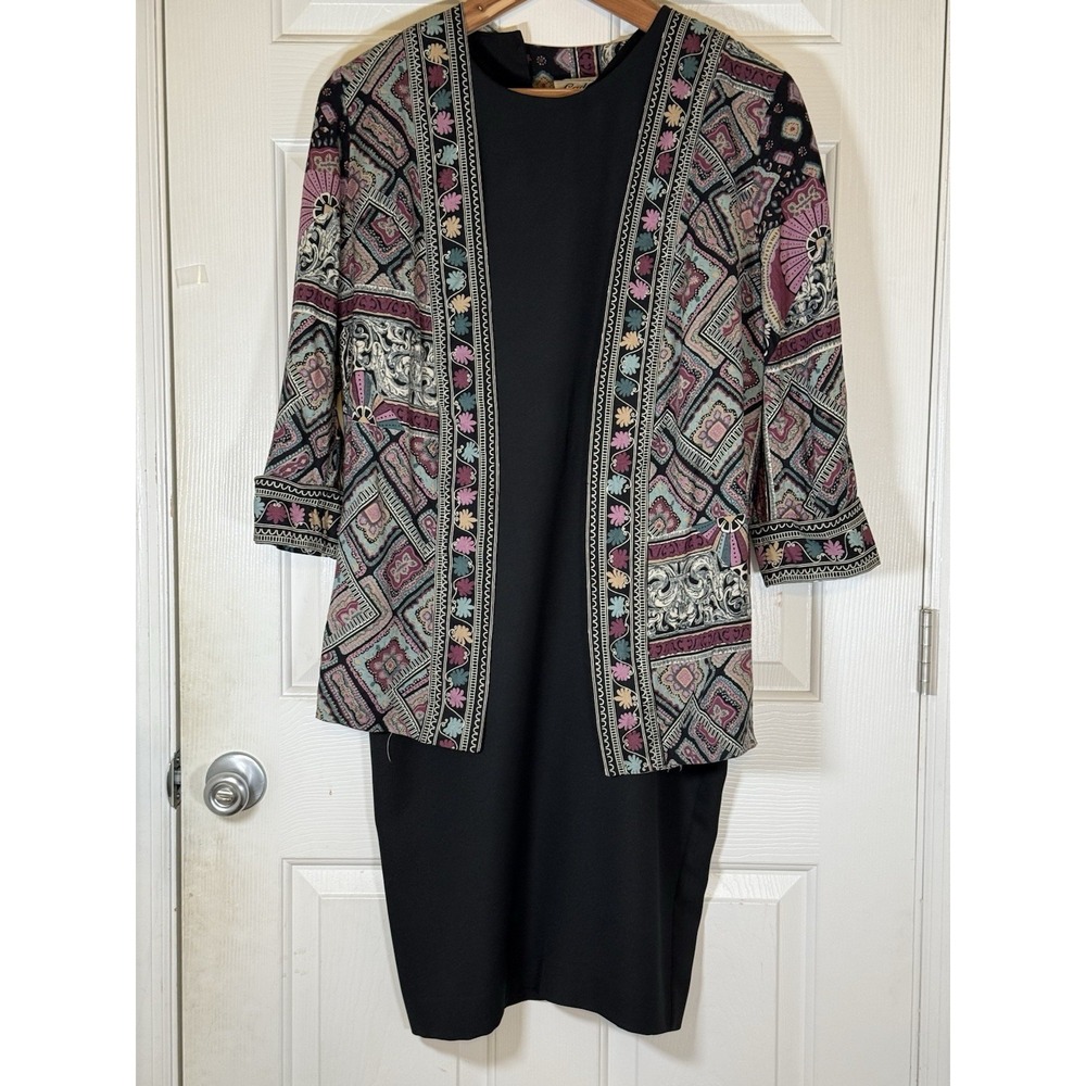 Vintage Lady Carol Boho Cottage 90s Dress & Blouse Set 3/4 Sl Size Large 10 USA